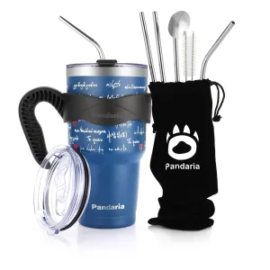 30oz Vacuum Insulated Tumbler Set with Straws Lids&Handle, Love Letter