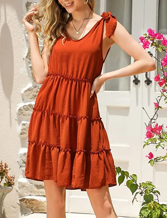 Army Green Summer Casual Dress Sexy Sleeveless Beach Dress Swing A Line Strap Sundresses - Clearlove