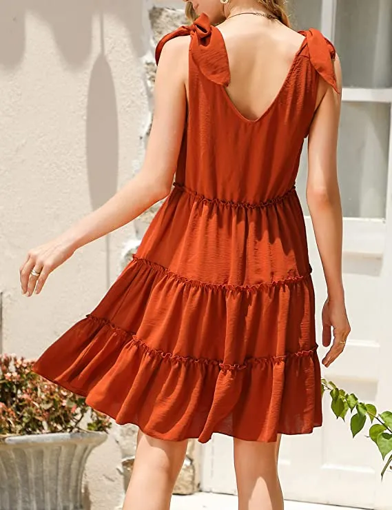 Army Green Summer Casual Dress Sexy Sleeveless Beach Dress Swing A Line Strap Sundresses - Clearlove
