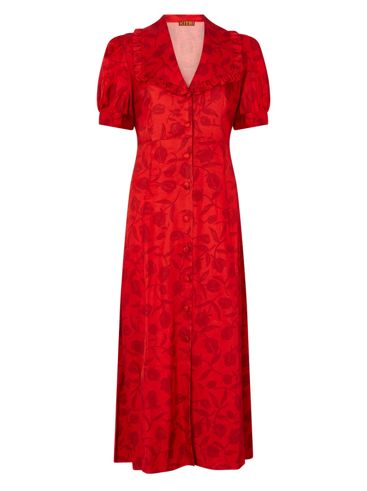 Bethany Red Tulip Print Tea Dress