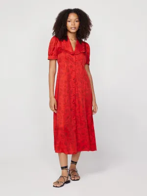 Bethany Red Tulip Print Tea Dress