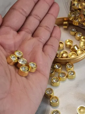 Bulk: Sparkling Crystal "GOLD CUP" Rivets   Pins,(5oz JAR) for Pearl Setting Machine, Clothing Decoration, Great For Denim, Fabric, Shoes