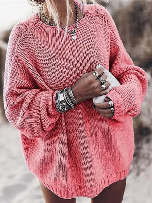 Fireside Sweater Round Neck Drop Shoulder Sweater