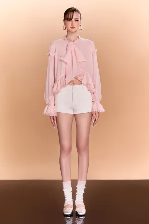 Jayla Straight Front Zipper Crepe Mini Shorts