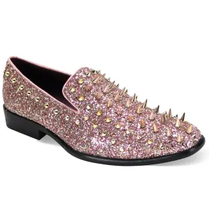 Men's Vintage Spikes Shoes Rose Gold Loafer Slip On Tuxedo Dress Shoes