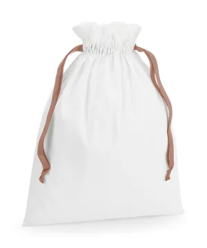 Soft White/Rose Gold - Cotton gift bag with ribbon drawstring