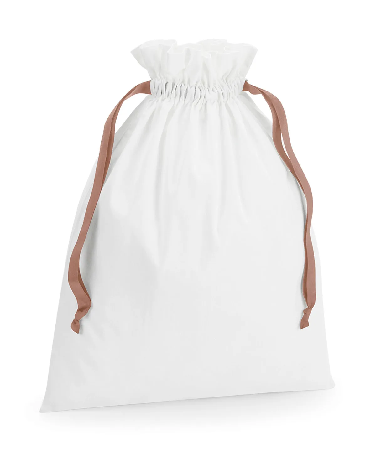 Soft White/Rose Gold - Cotton gift bag with ribbon drawstring