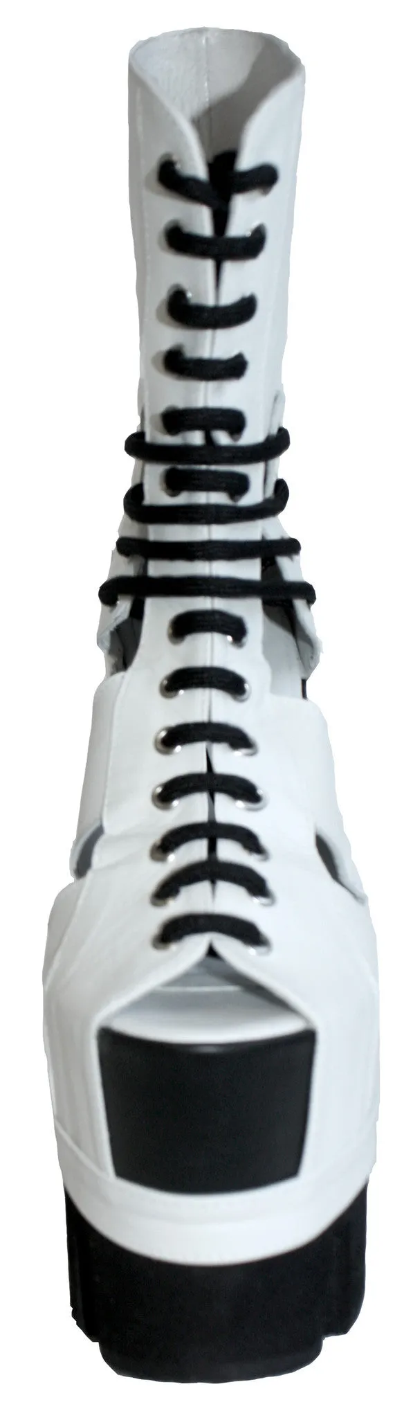 Sport Lace-Up Wedge - White with Black Sole