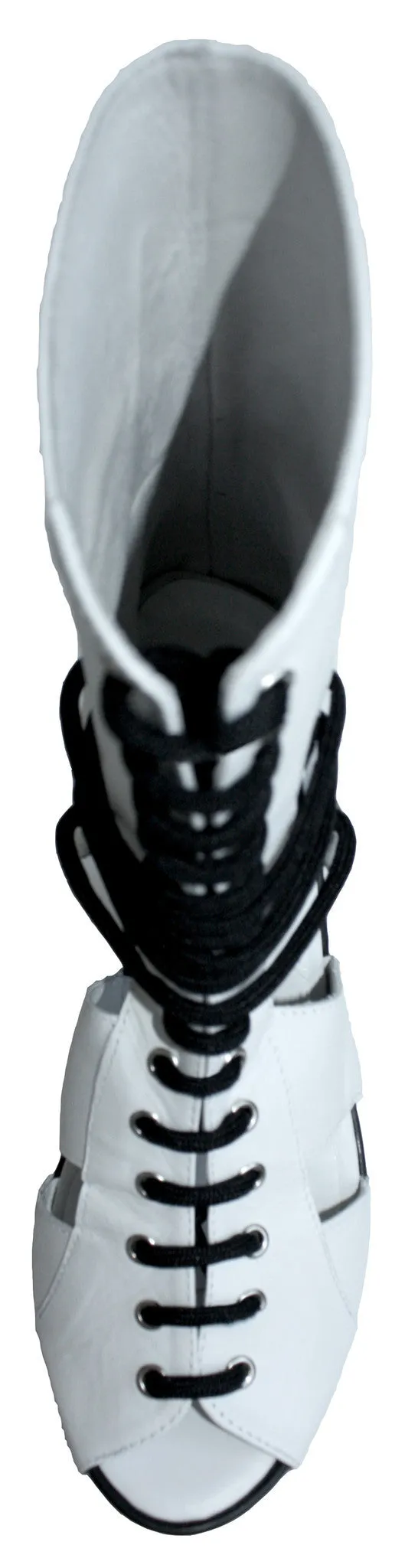 Sport Lace-Up Wedge - White with Black Sole