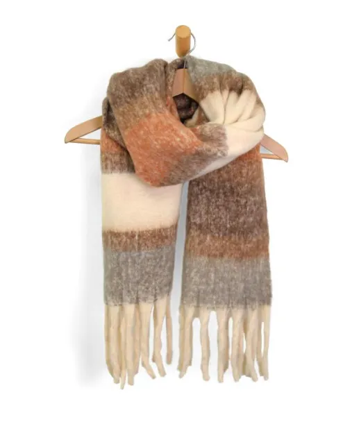 Wide Stripe Fringe Scarf
