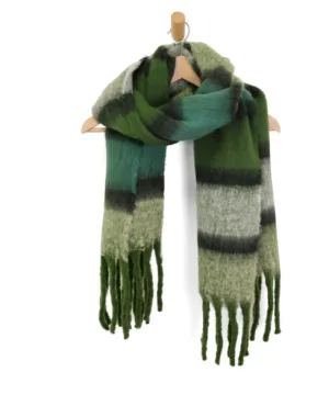 Wide Stripe Fringe Scarf