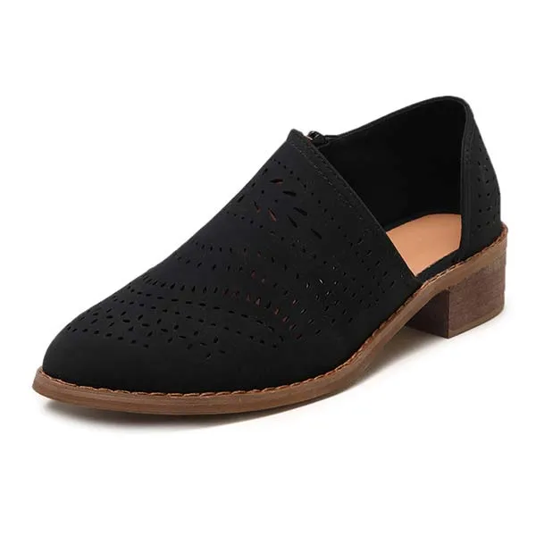 Women'S Cutout Side Zip Block Heel Shoes 45883018C