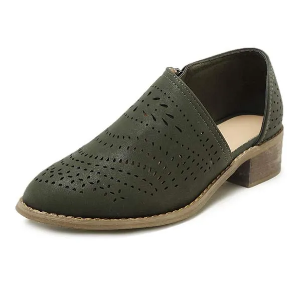 Women'S Cutout Side Zip Block Heel Shoes 45883018C