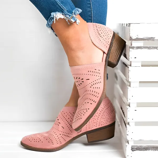 Women'S Cutout Side Zip Block Heel Shoes 45883018C