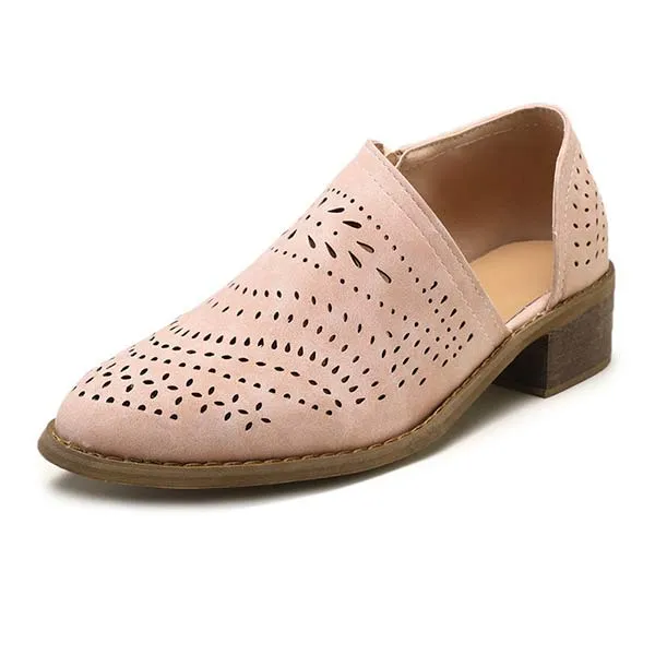 Women'S Cutout Side Zip Block Heel Shoes 45883018C
